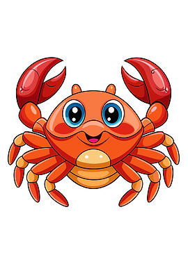 Cartoon Crab with Big Eyes