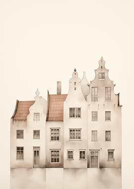 Dutch Houses Watercolor