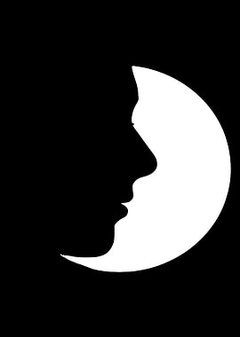 Profile Silhouette with Moon Shape