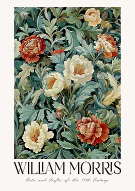 Maximalist dark academia Art William Morris Print Botanical prints vintage Roses Floral Wall Art Green Flower Wall art