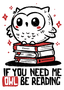 Owl on Books - Reading Time