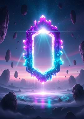 Crystal Portal in Fantasy Landscape