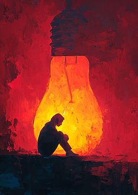 Person in Lightbulb Painting