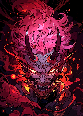 Oni Mask Pink Hair