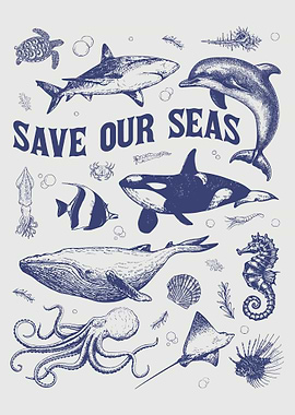 Save Our Seas Marine Life Illustration