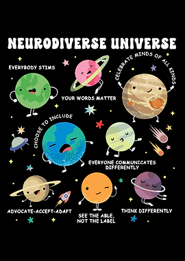 Neurodiverse Universe Cartoon Planets Illustration