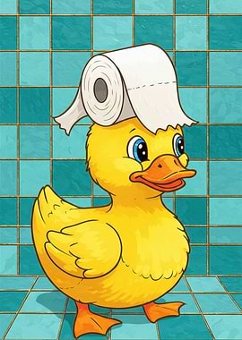 Duck with Toilet Paper Hat