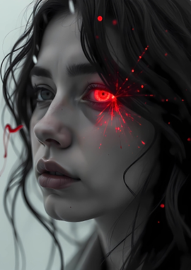 Woman with Glowing Red Eye