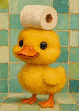 Duckling with Toilet Paper Hat