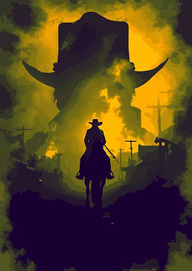 Dead Cowboy Silhouette Poster
