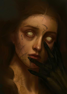 Ethereal Woman with Dark Hand