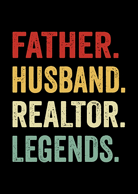 Father Husband Realtor Legends Retro Text