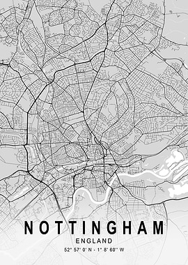 Nottingham Light City Map