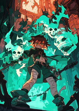 Anime Hero Skulls Swords