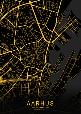 Golden Aarhus City Map
