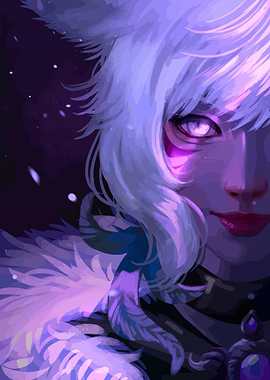 Anime Girl Portrait with Purple Accents