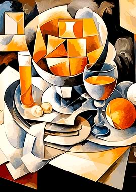 Abstract Still Life with Orange Tones