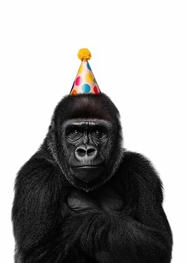 Gorilla with Party Hat