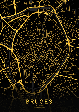 Golden Bruges City Map