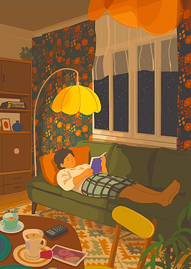 Cozy Evening Reading at Home