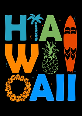 Hawaii Souvenir Surfing Holiday Pineapple Hawaii