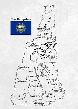 Hand Drawn Map of New Hampshire
