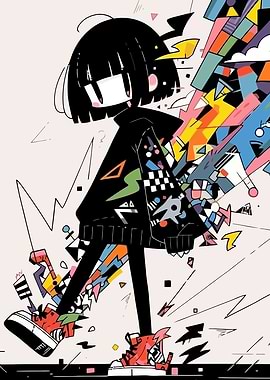 Stylized Character with Abstract Geometric Elements