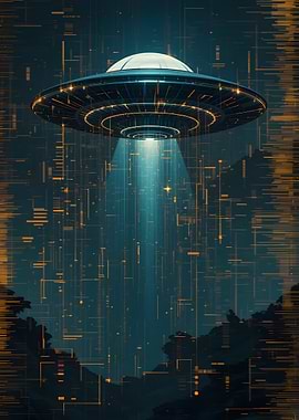 UFO with Beam of Light