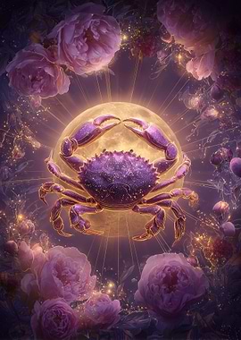Floral Cancer Zodiac Sign