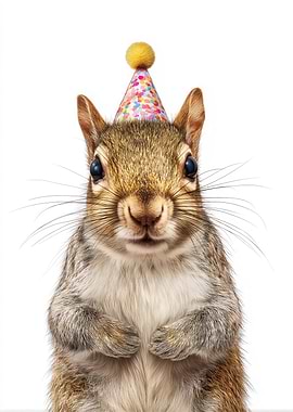 Squirrel with Party Hat