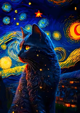 Starry Night Cat