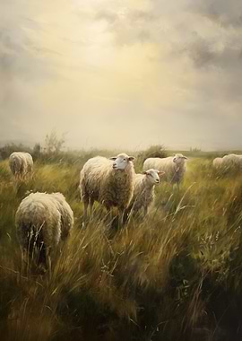 Sheep in a Grassy Field