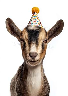Goat with Party Hat