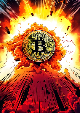 Bitcoin Explosion Comic Style