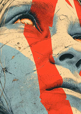 Abstract Portrait with Red and Blue