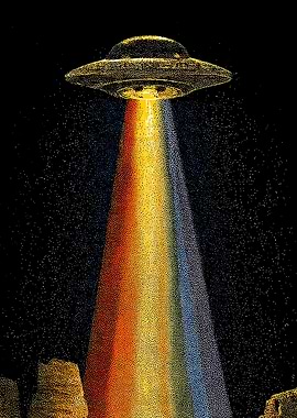 UFO with Rainbow Beam