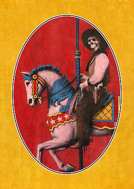 Skeleton Cowboy Carousel On Gold