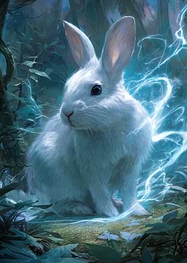 White Rabbit with Electric Aura