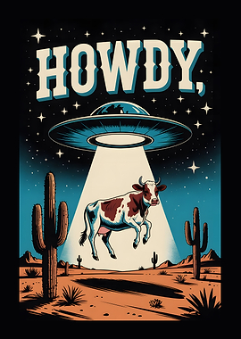 Alien Abduction of Cow in Desert