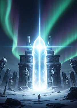 Mystical Portal with Aurora Borealis