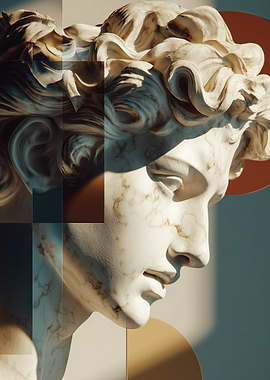 David Statue with Geometric Shapes