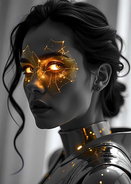 Woman with Golden Mask and Armor