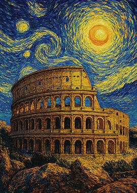 Colosseum under a Starry Night Sky