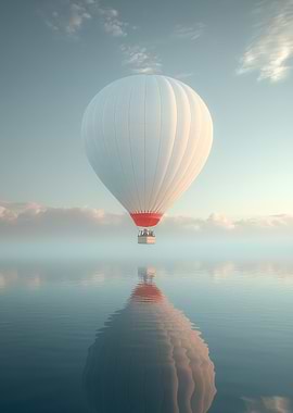 Hot Air Balloon Over Water