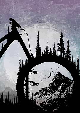 Mountain Biking Adventure Silhouette