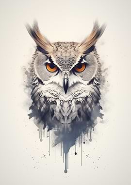 Owl Portrait Watercolor