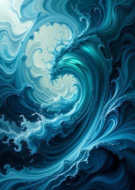 Ethereal Ocean Surge – Abstract Blue Wave Art