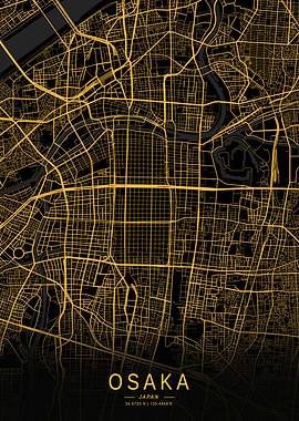 Golden Osaka City Map