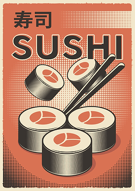 Retro Sushi Poster