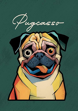 Pugcasso: Cubist Pug Portrait